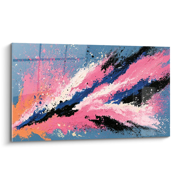 Tableau Diagonale explosive rose et bleu - Traînée fulgurante - Edition style Peinture abstrait