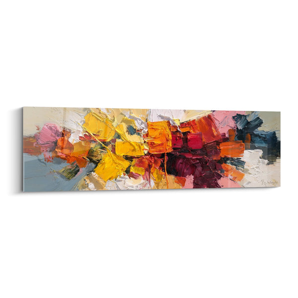 Abstract Schilderij Kleurenexplosie Warme Gele Oranje Rode Tinten - Pure Energie - Feng Shui Zuid Vuur Editie