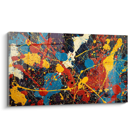 Cuadro Explosión de Colores y Salpicaduras Dinámicas - Caos Creativo - Edición Estilo Pintura Abstracta