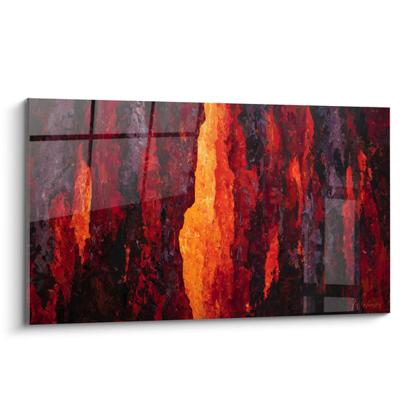 Abstracte Oranje en Rode Vlammen - Gloeiende Vuurzee - Feng Shui Zuid Vuur Editie