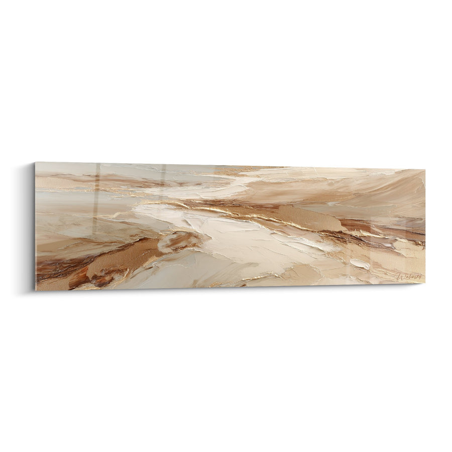 Tableau Abstrait Flots Dorés et Ocres - Harmonie Sablée - Edition Feng shui Centre Terre