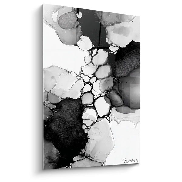 Cuadro abstracto fluido - Sinfonía monocromática - Edición blanco y negro abstracto