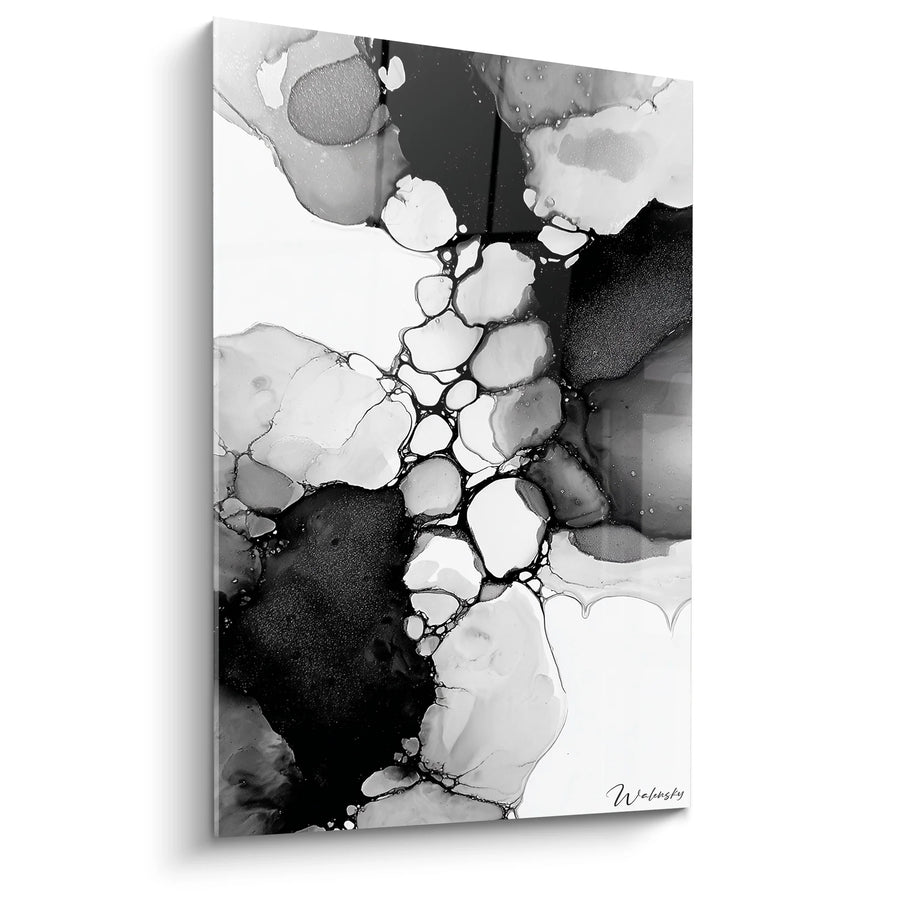 Tableau abstrait fluide - Symphonie monochrome - Edition Noir et blanc abstrait