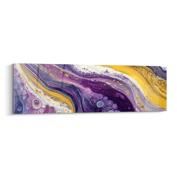 Abstract Vloerkunst Fluïde Paars Goud met Organische Bewegingen - Energetische Harmonie - Feng Shui Zuidoost Hout Editie