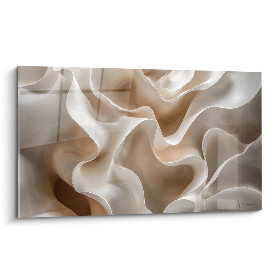 Tableau formes fluides beiges et crème abstraites - Élégance Minérale - Edition Feng shui Centre Terre