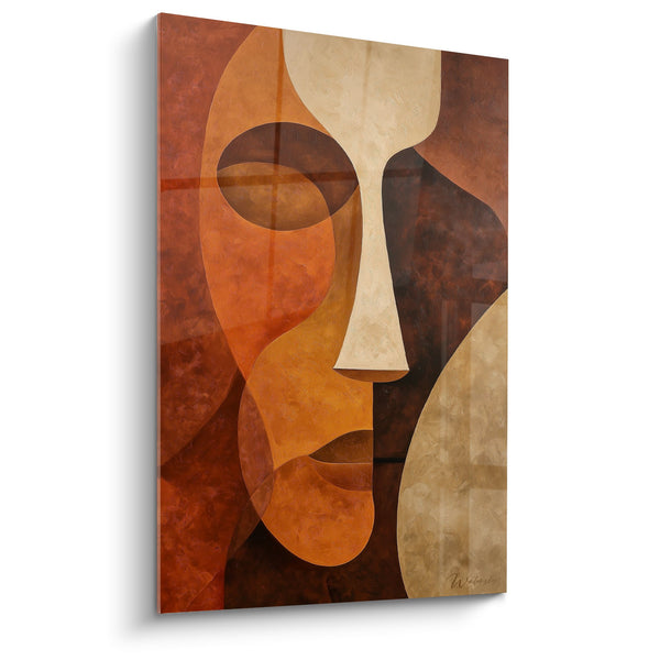 Abstract schilderij geometrische vormen oranje en beige - Aardse harmonie - Feng Shui editie Noordoost Aarde