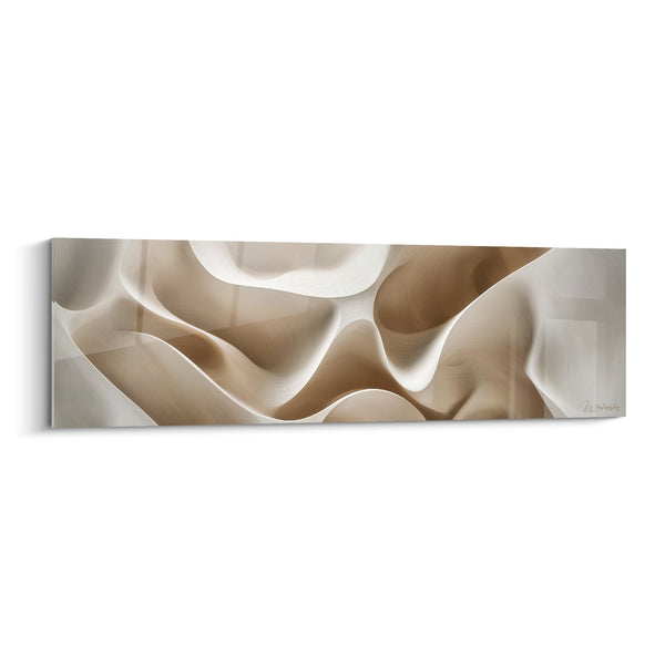 Cuadro formas fluidas beige y blancas abstractas - Armonía Mineral - Edición Feng shui Centro Tierra