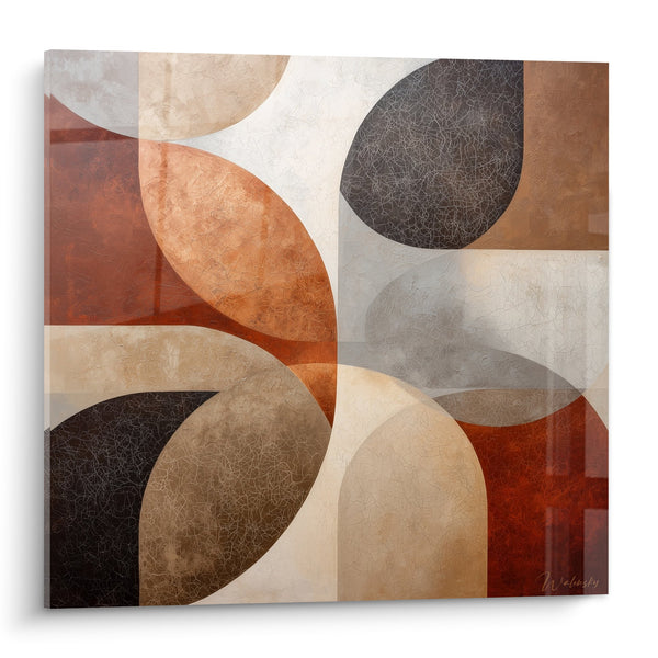Abstract schilderij Geometrische vormen Sienna en Oker - Minerale Harmonie - Feng shui Noord-Oost Aarde Editie