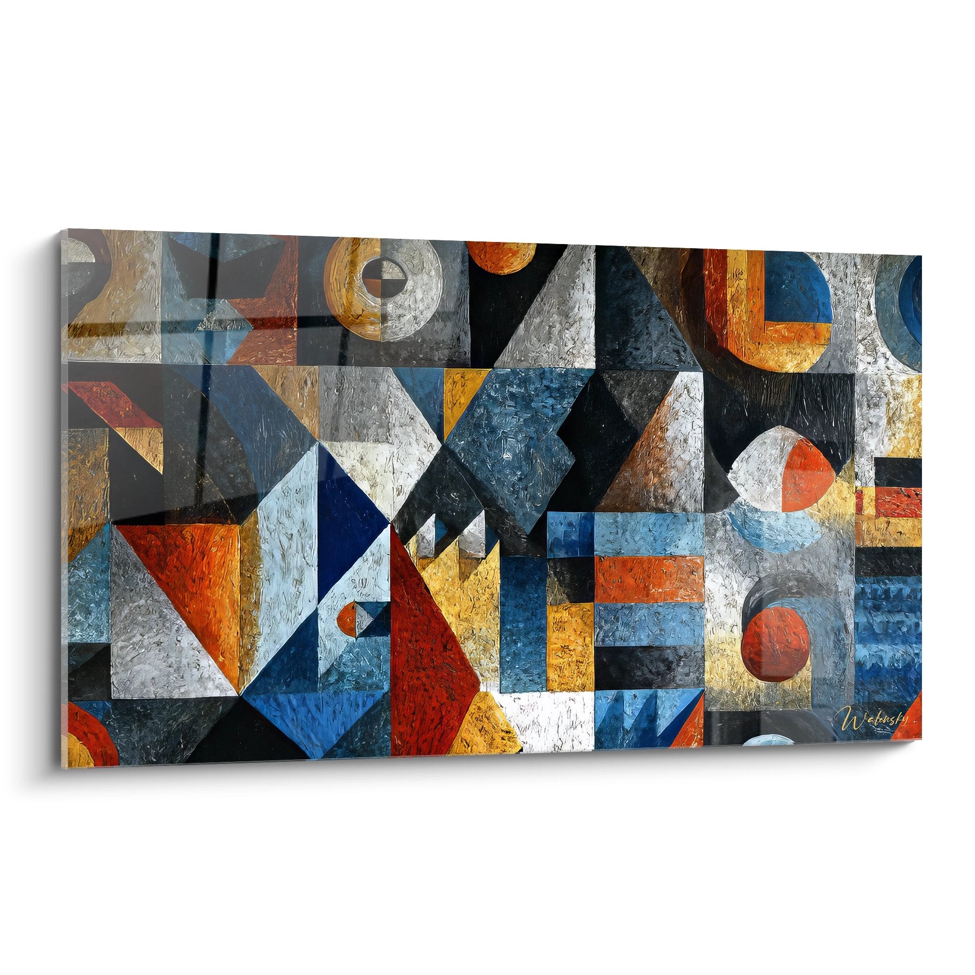 Tableau abstrait géométrique africain aux formes colorées et motifs ethniques modernes