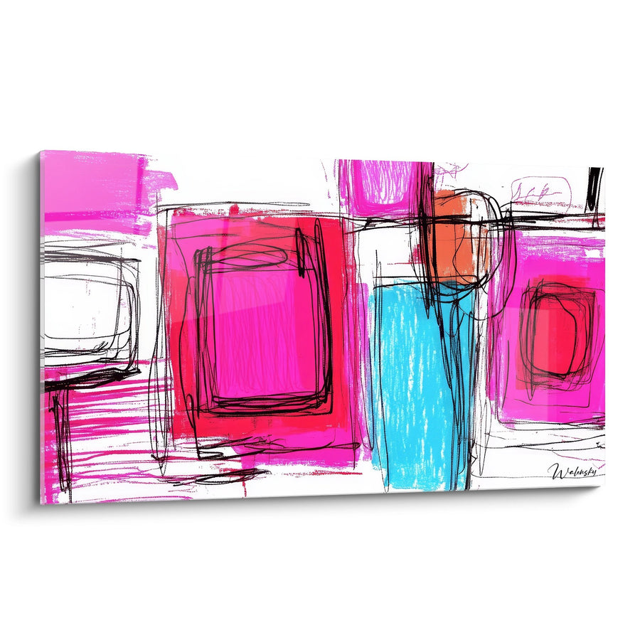 Tableau abstrait géométrique - Expression Colorée - édition dessin