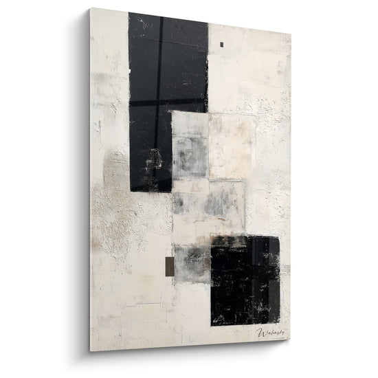 Tableau Abstraction Géométrique Noir et Blanc - Composition Moderne - Edition Feng shui Ouest Métal