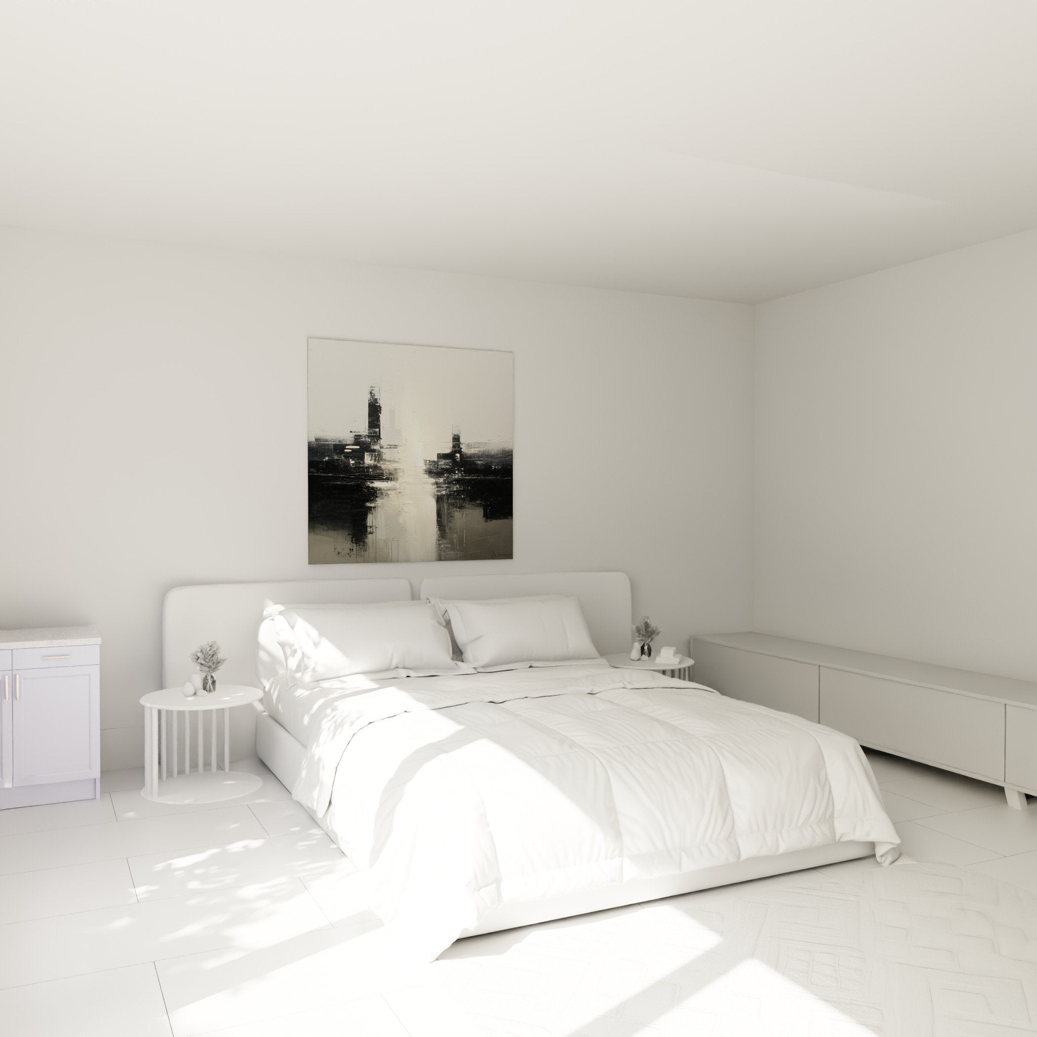 Abstract gray metal painting modern bedroom wall art contemporary decoration