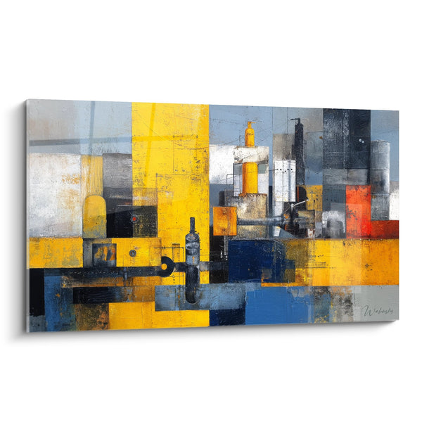 Cuadro abstracto industrial - Composición urbana moderna - edición máquinas y engranajes