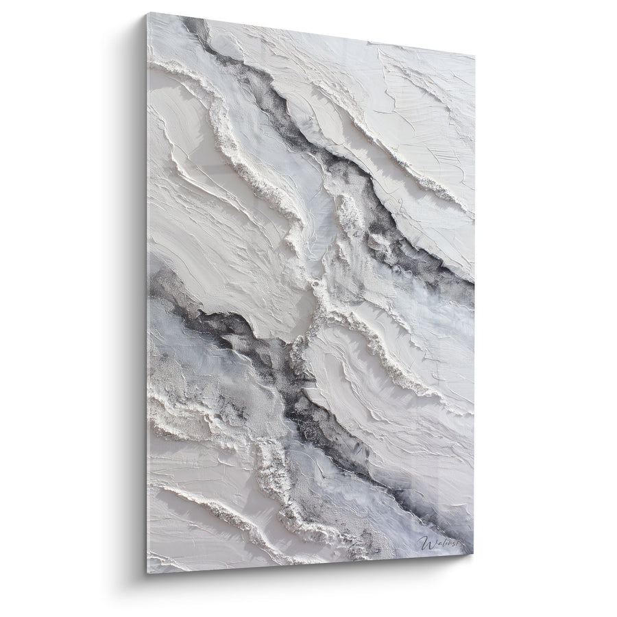 Obraz Abstrakcyjny Marmur Szary i Biały z Żłotymi Żyłami - Mineralna Elegancja - Edycja Feng Shui Północno-Zachodnia Metal