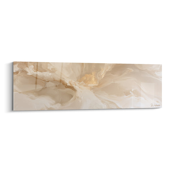 Schilderij Marmeren golven beige en goud - Ochtendgloed - Editie modern abstract