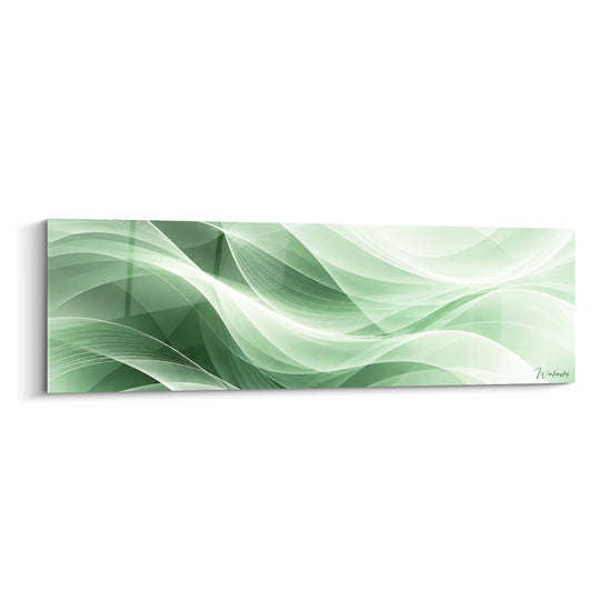 Tableau Vagues fluides vert sauge et blanc - Souffle apaisant - Edition Abstrait moderne