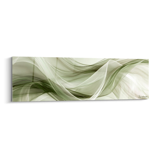 Tableau Voiles kaki et blanc en mèches croisées - Trame diaphane légère - Edition Abstrait moderne