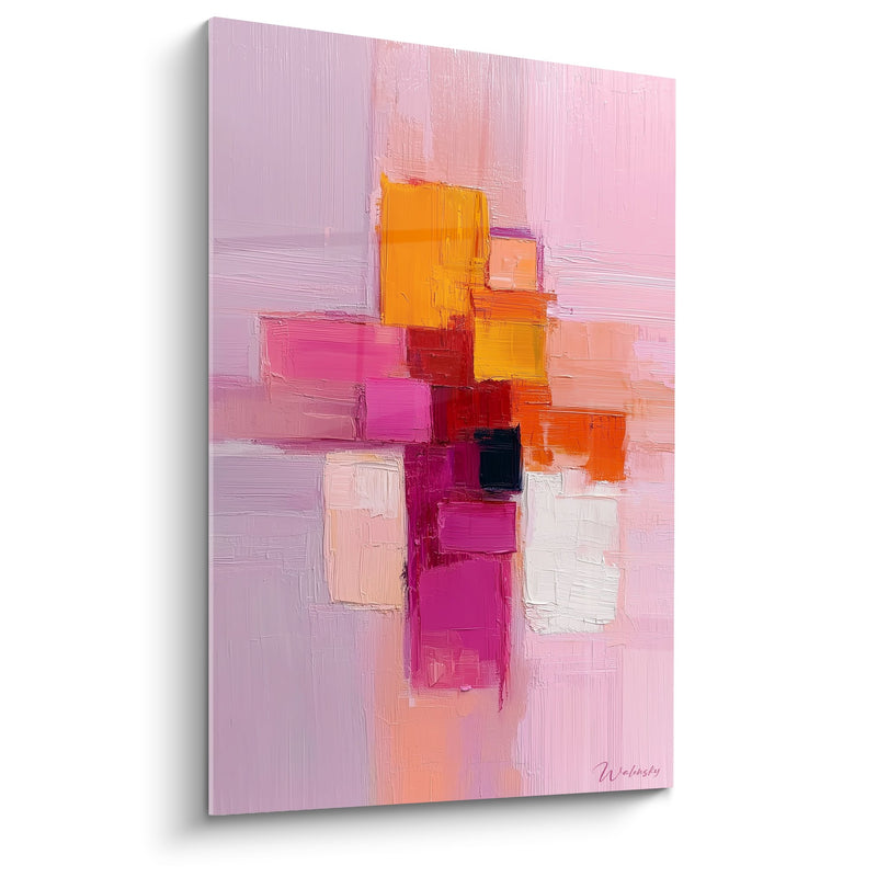 Tableau Mosaïque Abstraite Rose et Orange - Harmonie Colorée - Edition Feng shui Sud-Ouest Terre