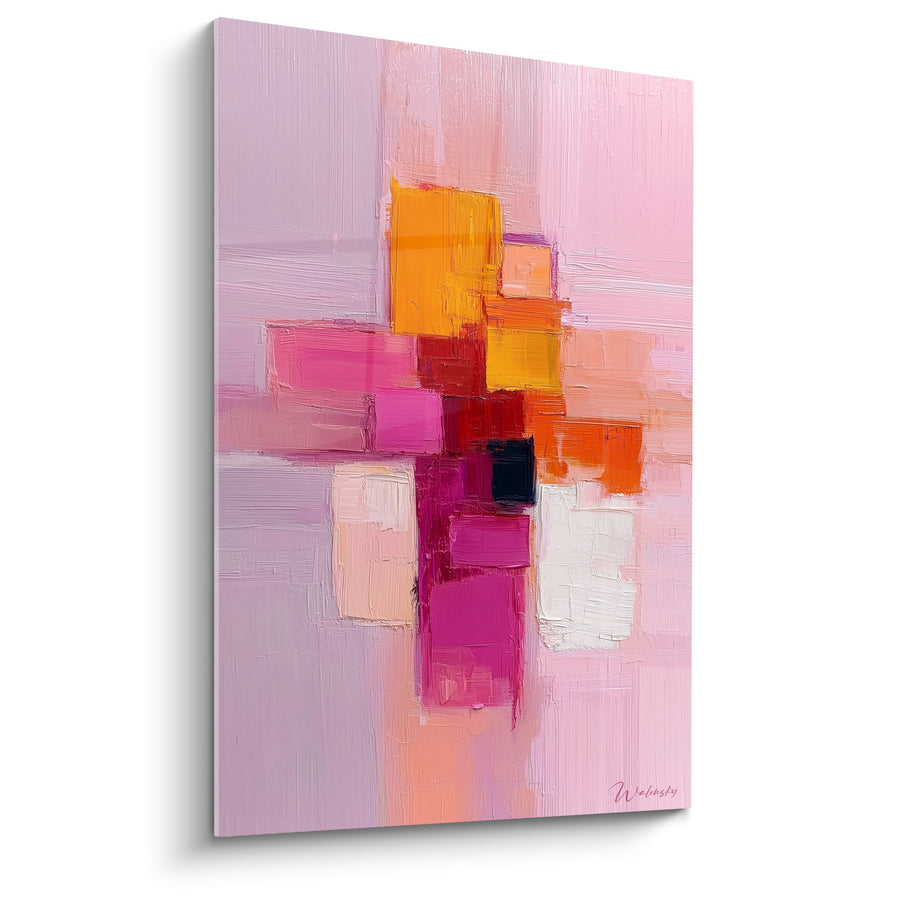 Tableau Mosaïque Abstraite Rose et Orange - Harmonie Colorée - Edition Feng shui Sud-Ouest Terre