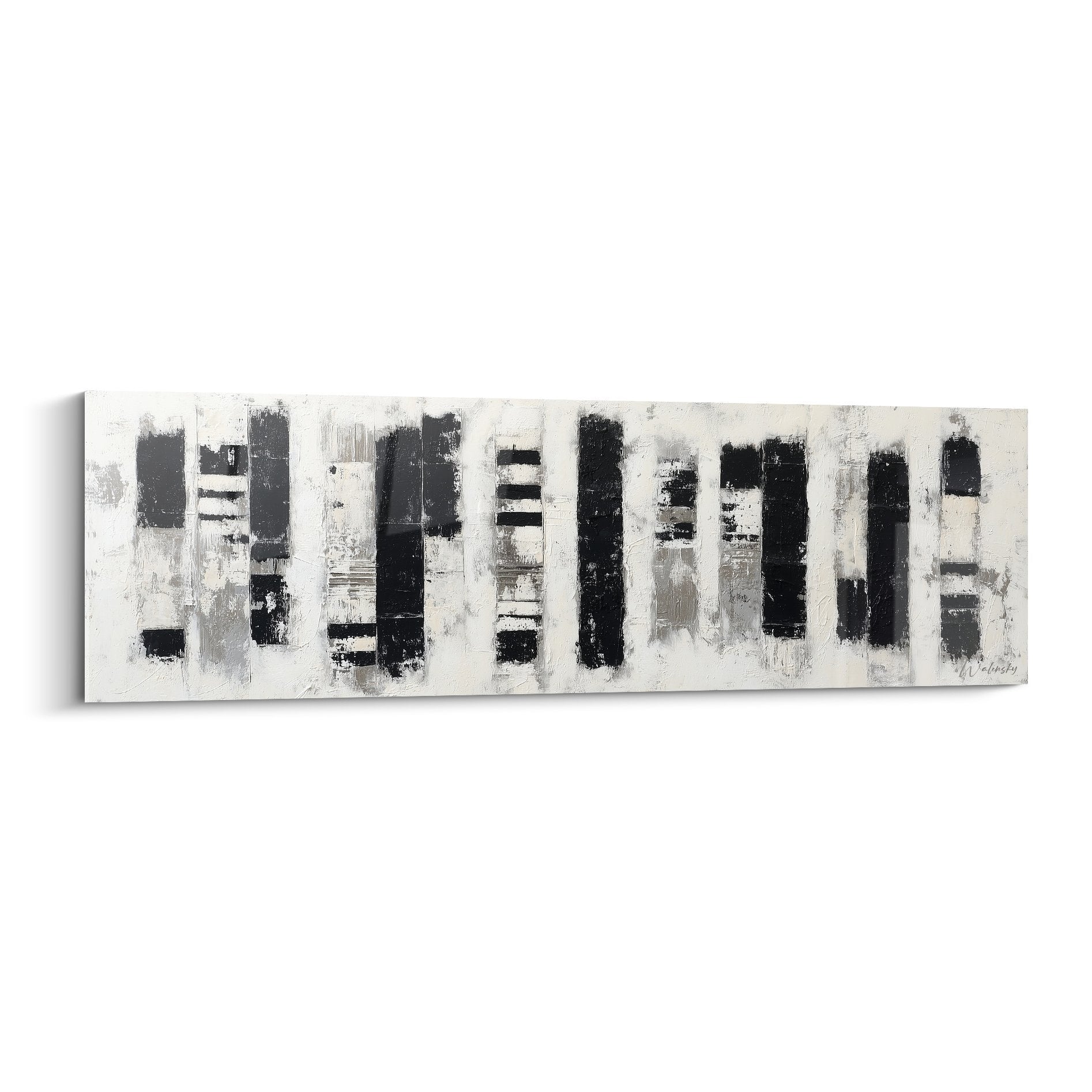 abstract black white vertical striped textured artwork feng shui west metal modern wall decoration