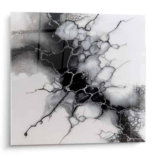 Abstraktes monochromes Gemälde - Himmelsfusion - Edition Abstrakt Schwarz und Weiß