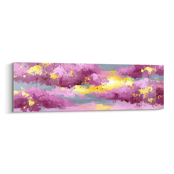 Tableau Nuages roses aux éclats dorés - Lueur céleste - Edition style Peinture abstrait