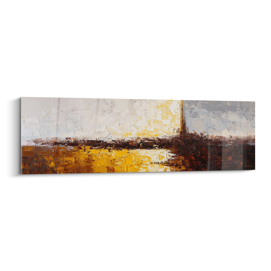 Tableau abstrait ocre et brun avec texture épaisse - Harmonie terrestre - Edition Feng shui Centre Terre