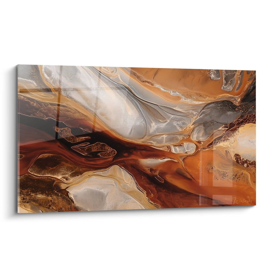 Tableau Tourbillons Ocre et Terre de Sienne - Fusion Minérale - Edition Africain Abstrait