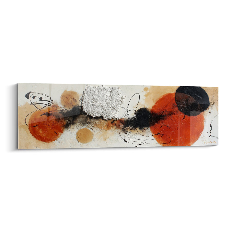 Tableau abstrait orange et noir aux formes organiques - Harmonie terrestre - Edition Feng shui Centre Terre