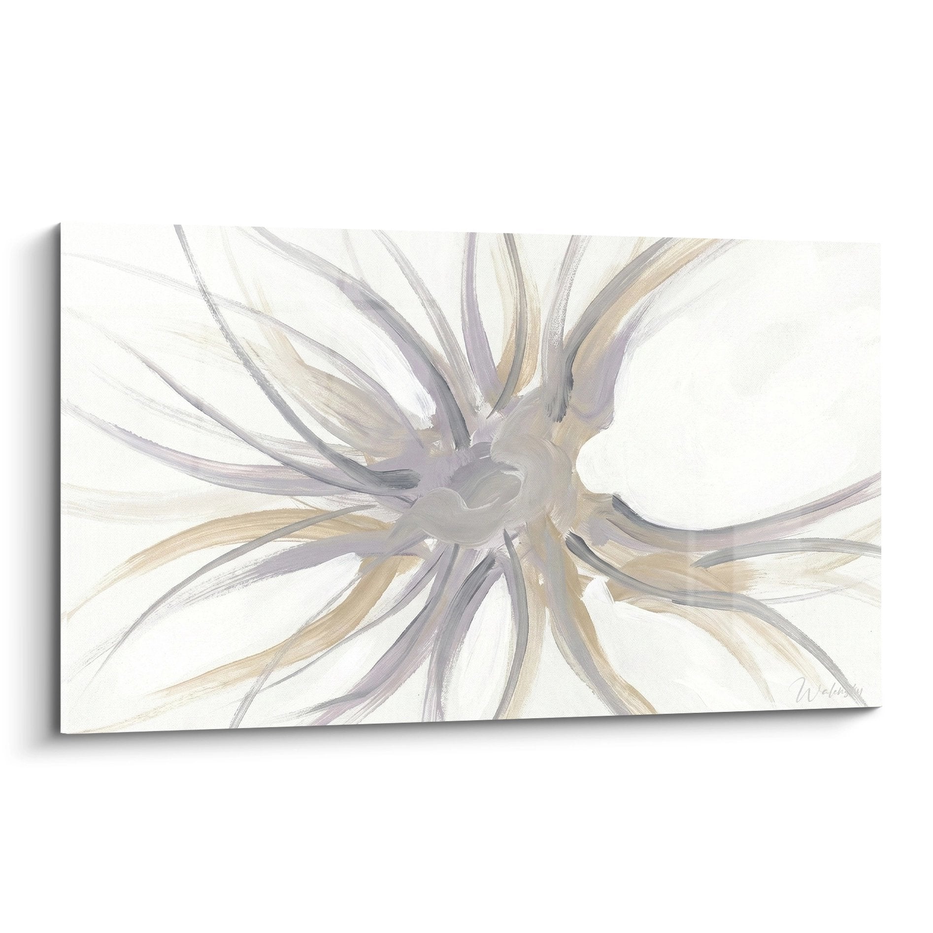 Abstraktes Seeigel-Gemälde graubeige radiale Bewegungen organische Komposition zeitgenössische Kunst Seeigel-Edition