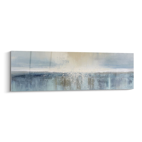 Abstract Zeelandschap Marino Blauw- en Crème Tinten - Rustgevend Horizont - Feng Shui West Metal Editie