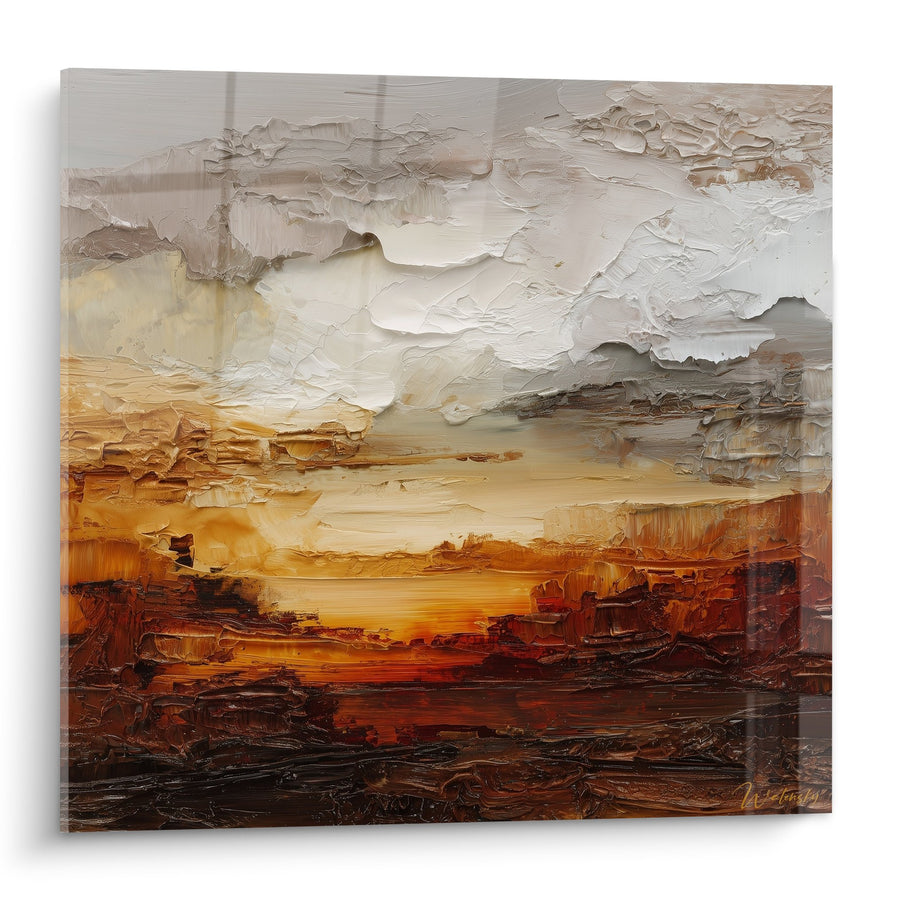 Tableau paysage abstrait aux tons ocre et beige avec texture épaisse - Harmonie Terrestre - Edition Feng shui Centre Terre