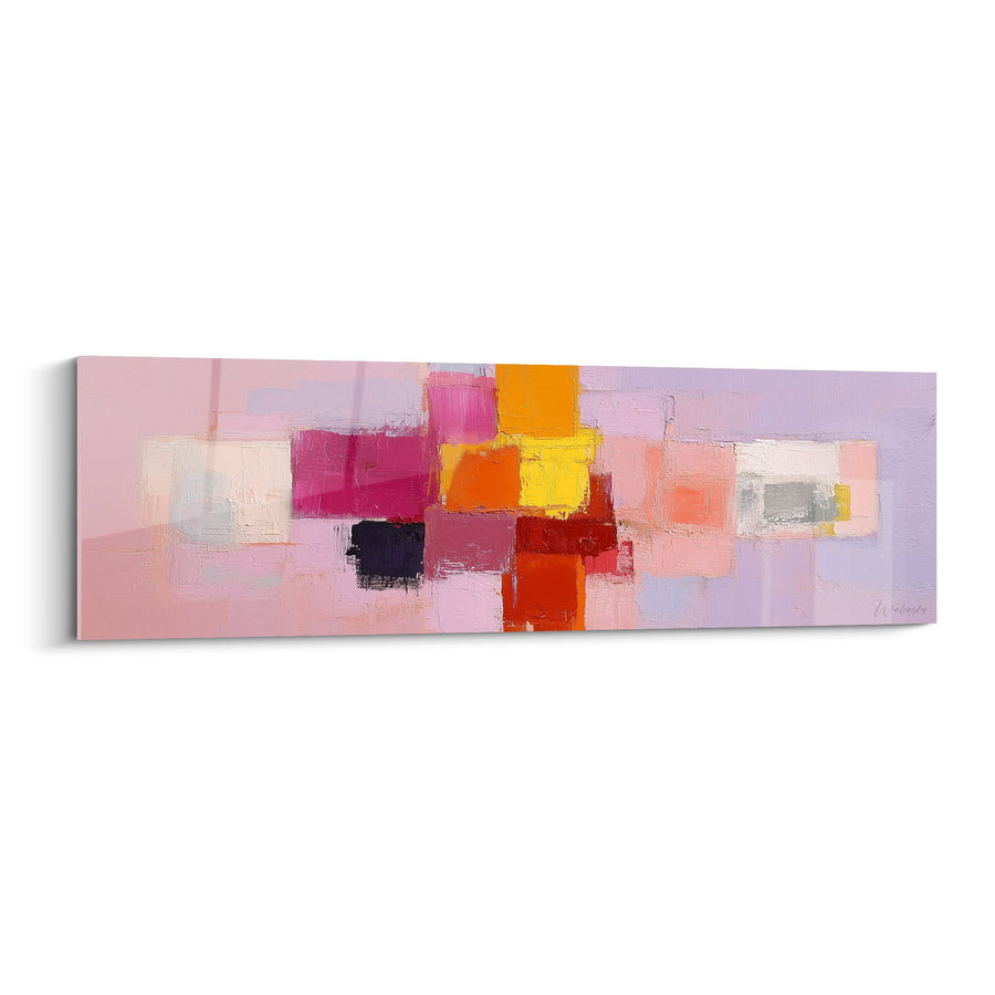 Tableau mosaïque de rectangles colorés rose violet orange rouge - Harmonie abstraite - Edition Feng shui Sud-Ouest Terre