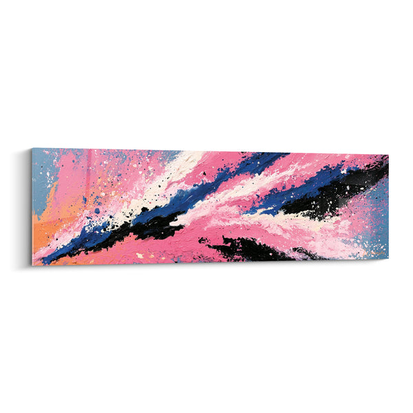 Tableau Traînée diagonale rose et bleu marine - Souffle en mouvement - Edition style Peinture abstrait
