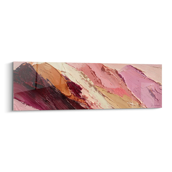 Abstract schilderij roze en oranje tinten - Aardse Harmonie - Feng Shui Zuidwest Aarde Editie