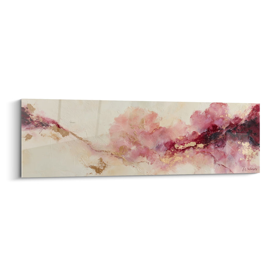 Tableau abstrait aux nuances roses et dorées - Harmonie minérale - Edition Feng shui Sud-Ouest Terre