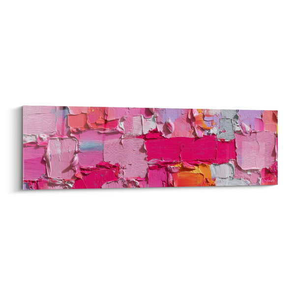 Abstract roze en paarse schilderij met dikke textuur - Magenta Gloed - Feng Shui Zuidwest Aarde Editie