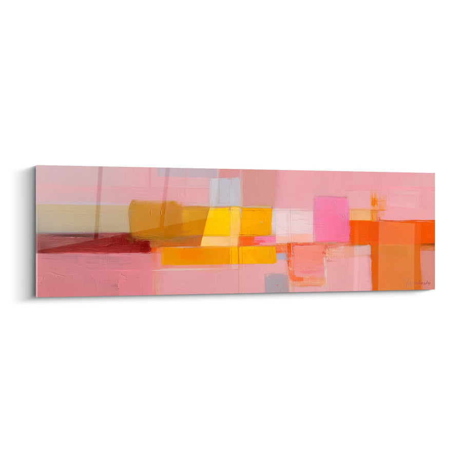 Tableau Abstraction Rose et Orange aux Formes Géométriques - Harmonie Chromatique - Edition Feng shui Sud-Ouest Terre