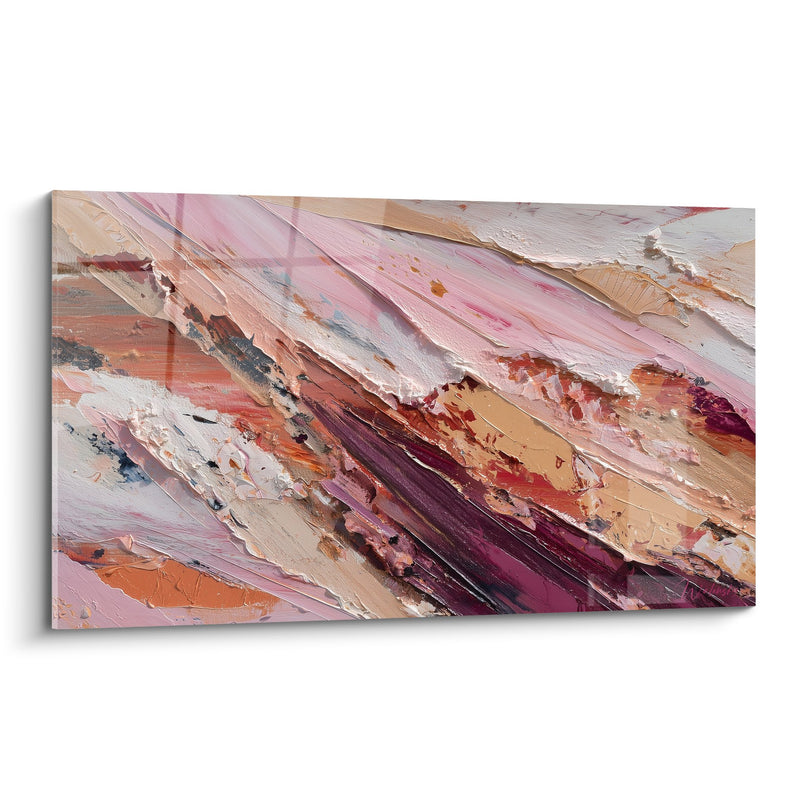 Tableau abstrait aux nuances roses et terres - Harmonie Terrestre - Edition Feng shui Sud-Ouest Terre