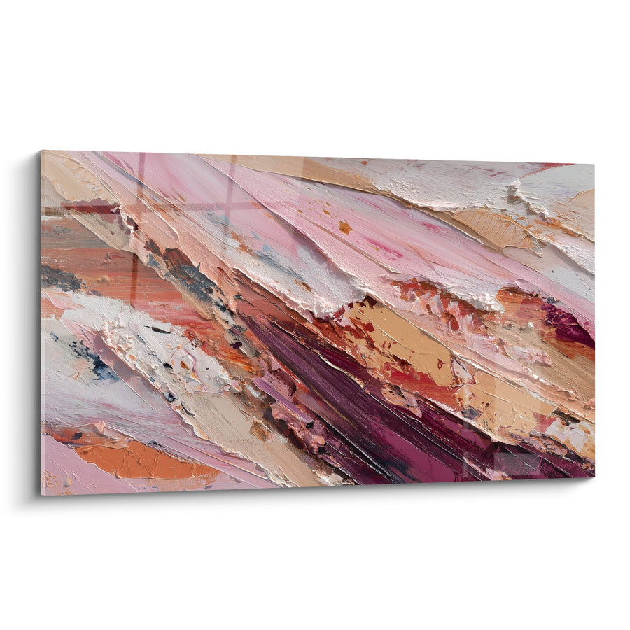 Tableau abstrait aux nuances roses et terres - Harmonie Terrestre - Edition Feng shui Sud-Ouest Terre