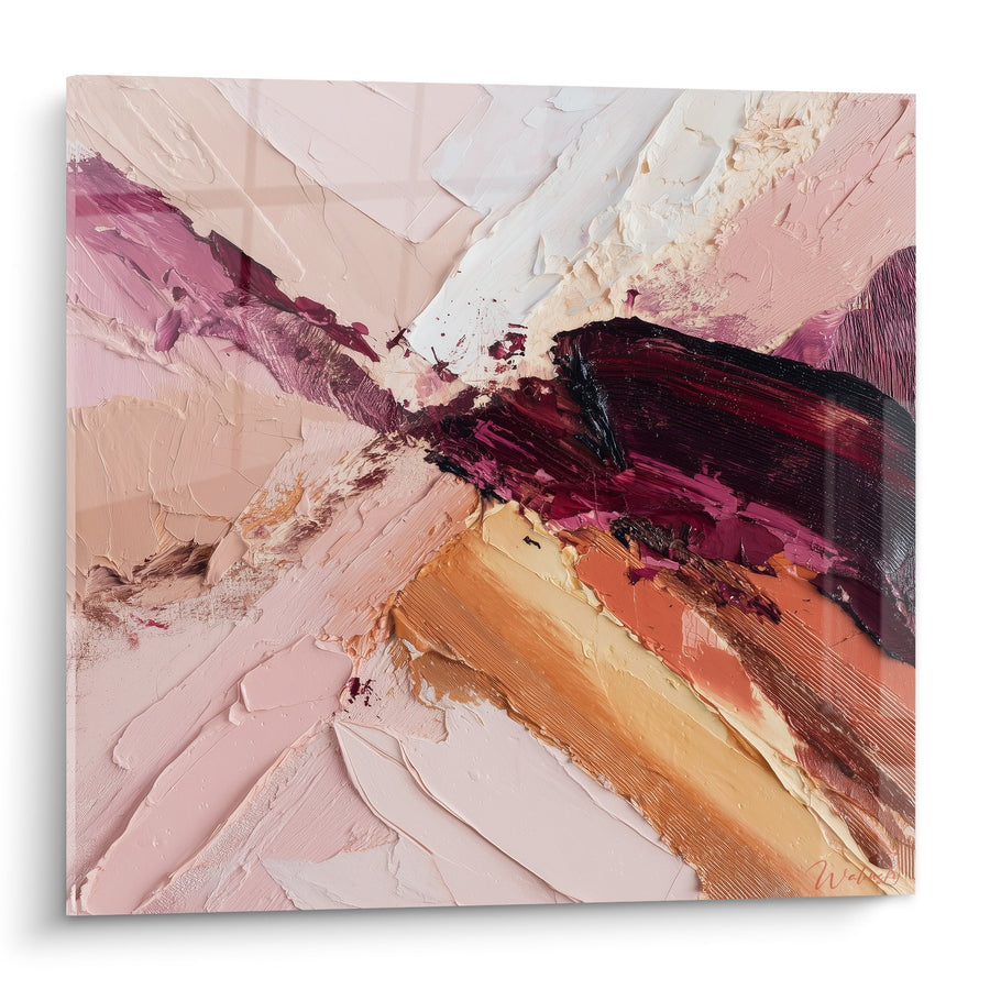 Tableau abstrait aux touches roses, violettes et orangées - Harmonie des Nuances - Edition Feng shui Sud-Ouest Terre