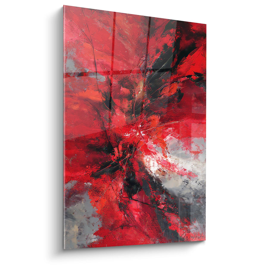 Tableau abstrait explosion rouge - Éclat de Passion - édition Expressionniste