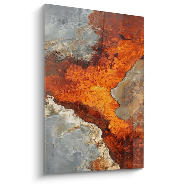 Cuadro Abstracto Mineral Rojo y Gris - Fusión Telúrica - Edición Feng Shui Centro Tierra
