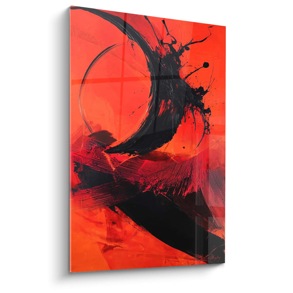 Abstract rood en zwart schilderij - gestuele explosie - Pure energie - Feng Shui Editie Zuid Vuur
