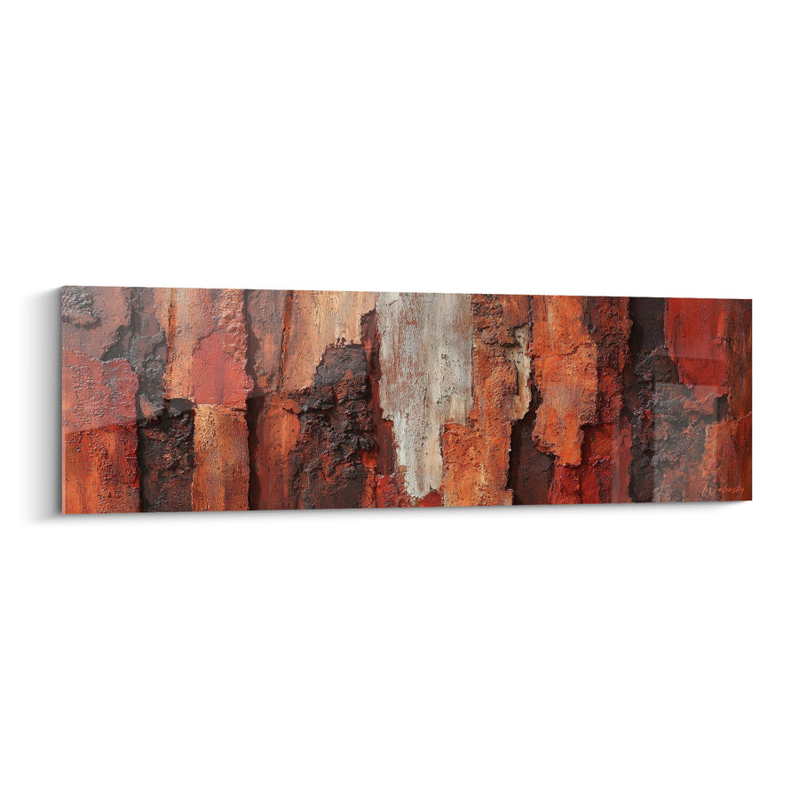 Tableau abstrait rouge orangé et beige - Harmonie Terracotta - Edition Feng shui Centre Terre