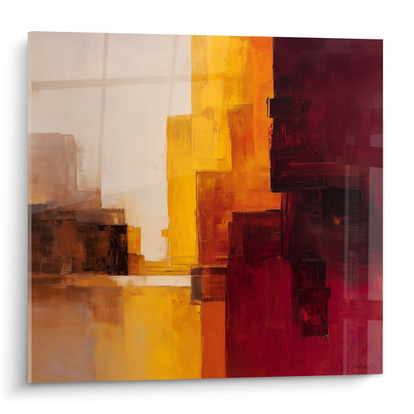 Abstracte Afbeelding Rood Oranje Geel Crème Geometrische Vormen - Chromatische Harmonie - Feng shui Editie Zuid Vuur