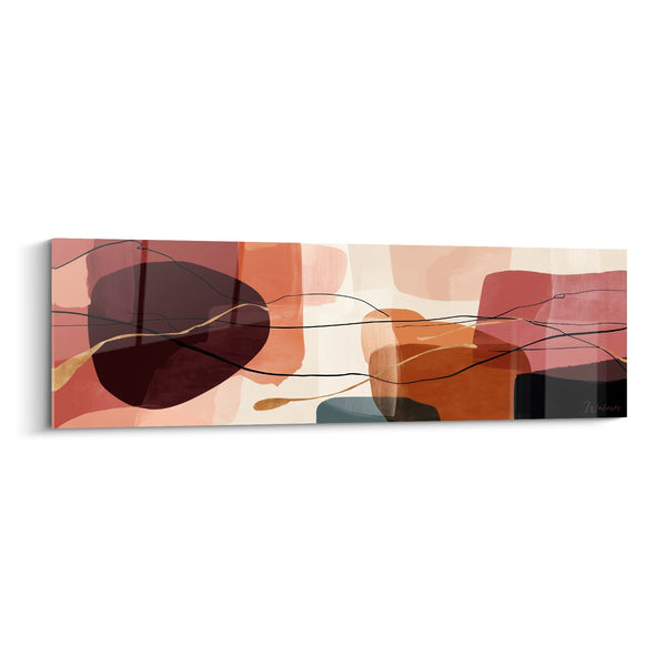 Tafelblad organische abstracte vormen terracottatinten oranje en bordeaux - Aardse Harmonie - Feng shui Zuidwest Aarde Editie