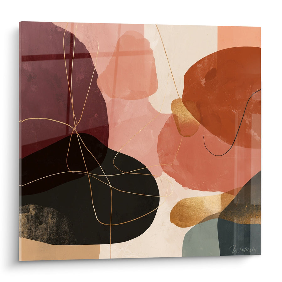 Tableau Abstrait Formes Organiques Terracotta et Bordeaux - Harmonie Terrestre - Edition Feng shui Sud-Ouest Terre