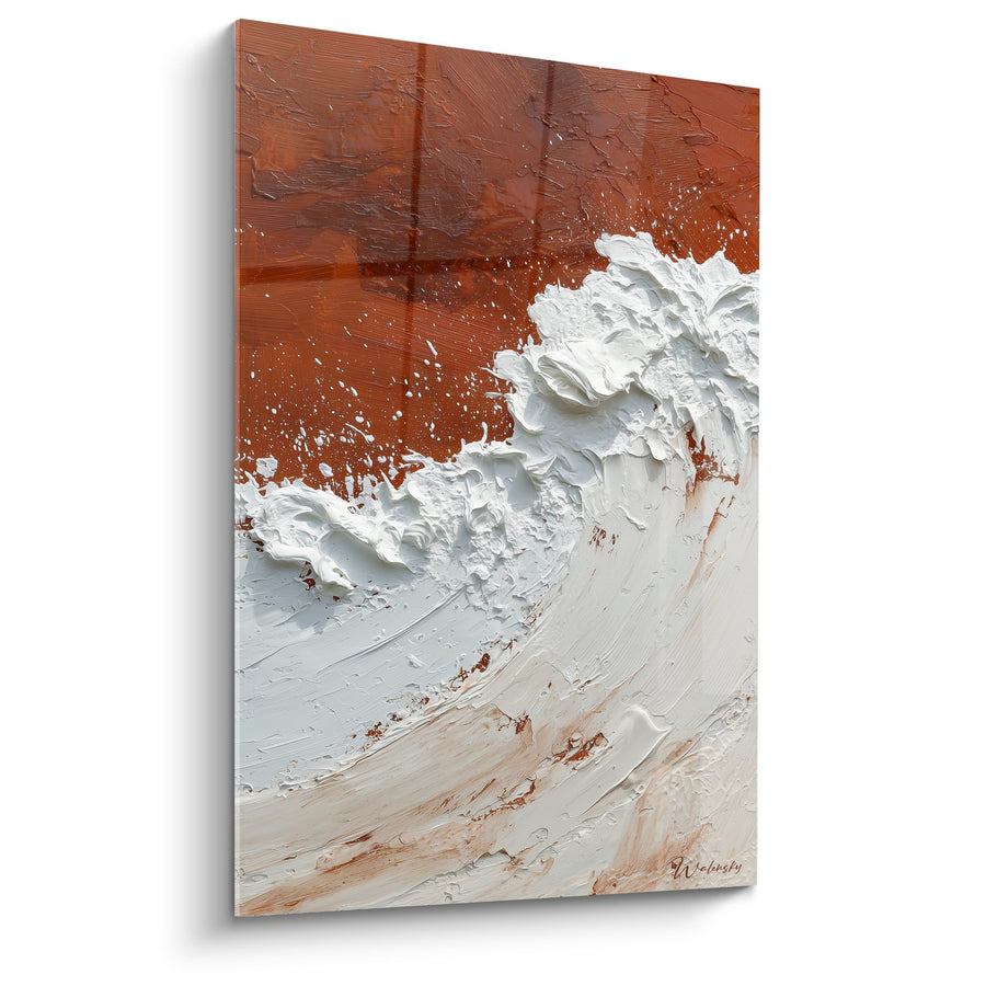 Tableau Peinture Abstraite Terre et Blanc Matière Épaisse - Harmonie Minérale - Edition Feng shui Centre Terre
