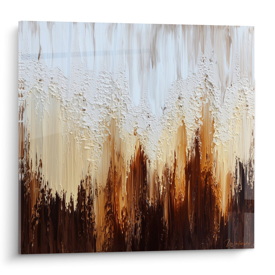 Tableau abstrait texturé blanc et terre brûlée aux épaisseurs expressives - Harmonie minérale - Edition Feng shui Centre Terre